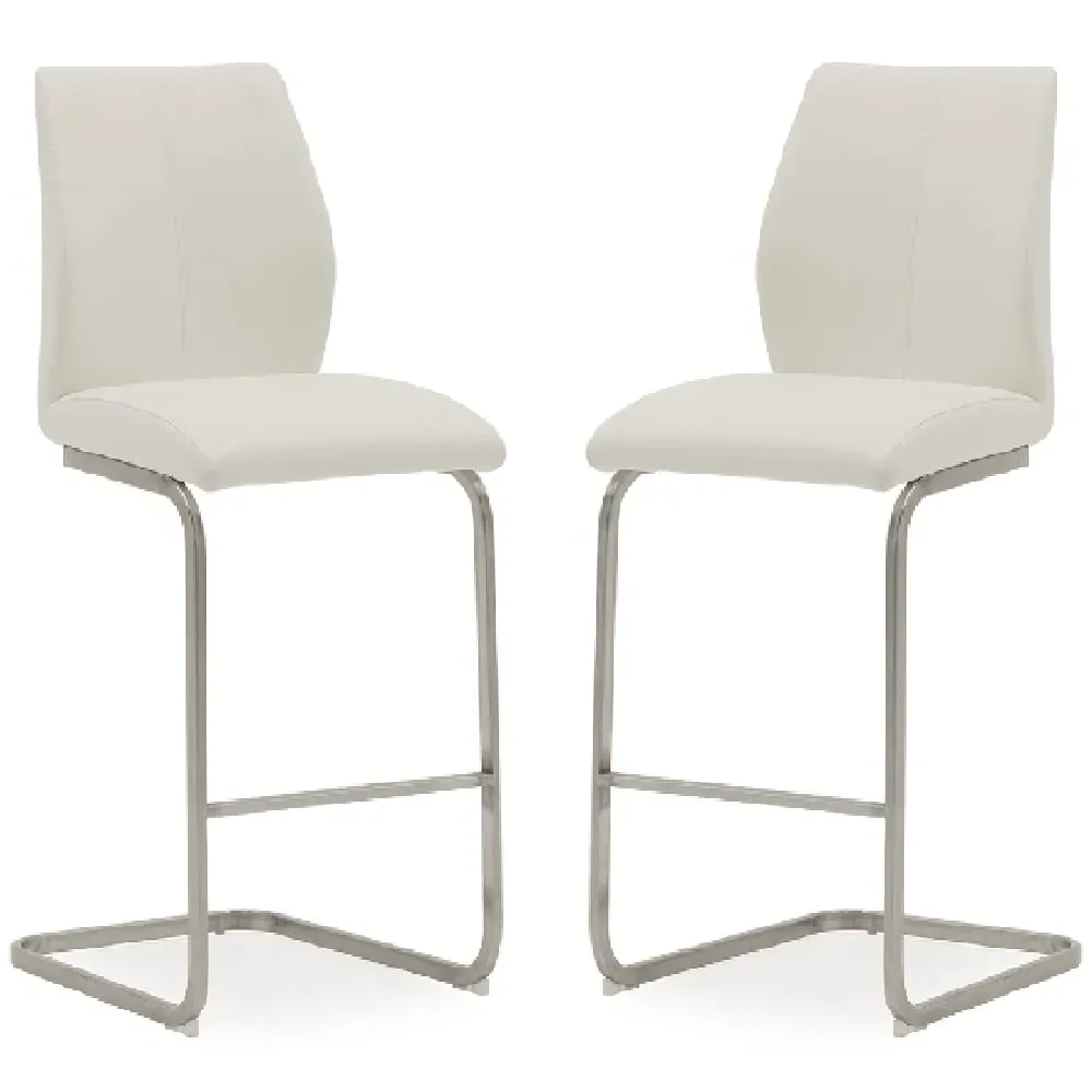 Ithaca Bar Chairs - White, Faux Leather
