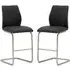 Ithaca Bar Stools with Chrome Base - Black, Faux Leather