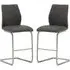 Ithaca Bar Stools with Chrome Base - Grey, Faux Leather