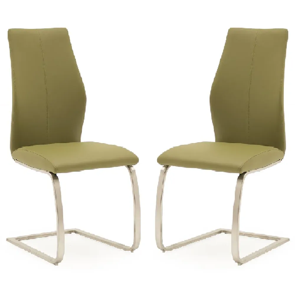 Ithaca Dining Chairs - Olive, Faux Leather