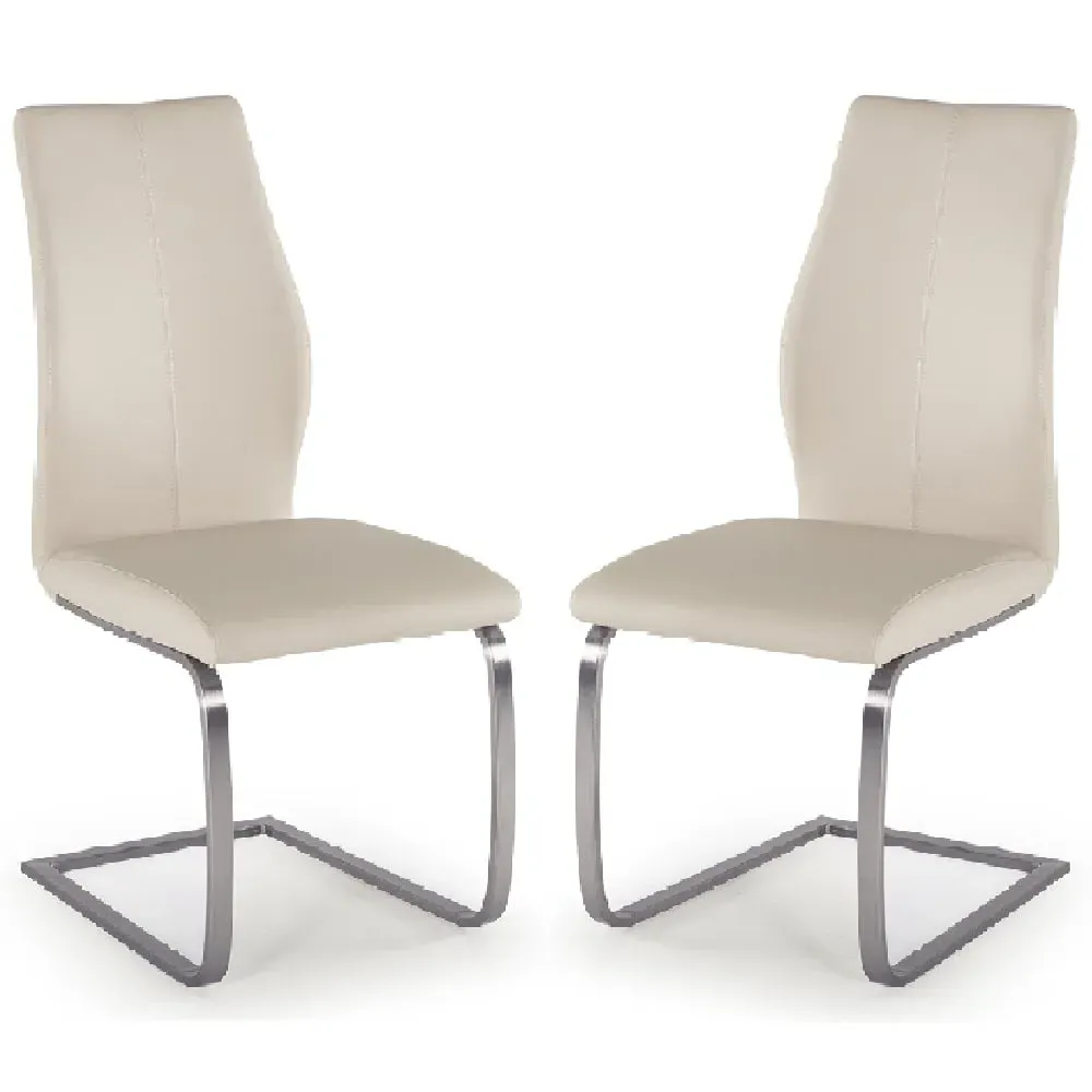 Ithaca Dining Chairs - Taupe, Faux Leather