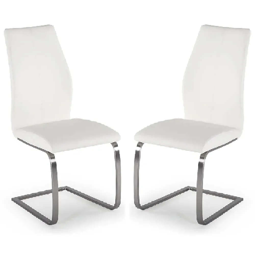 Ithaca Dining Chairs - White, Faux Leather