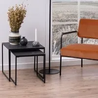 Ithaca Nest of 2 Tables - Black Marble Effect, Wood alternate view