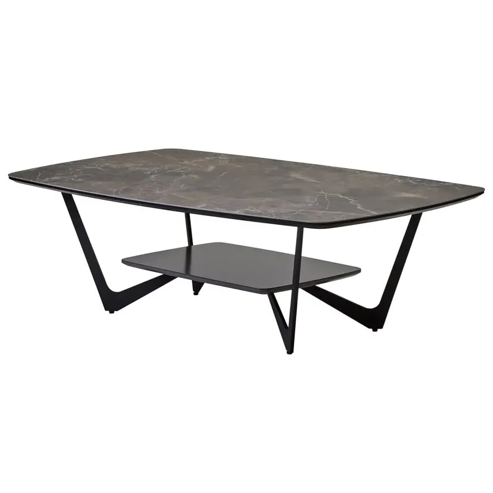 Ithaca Rectangular Coffee Table with Storage - Grey, Ceramic