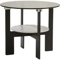 Ithaca Tall Round Coffee Table with Storage - Grey, Glass