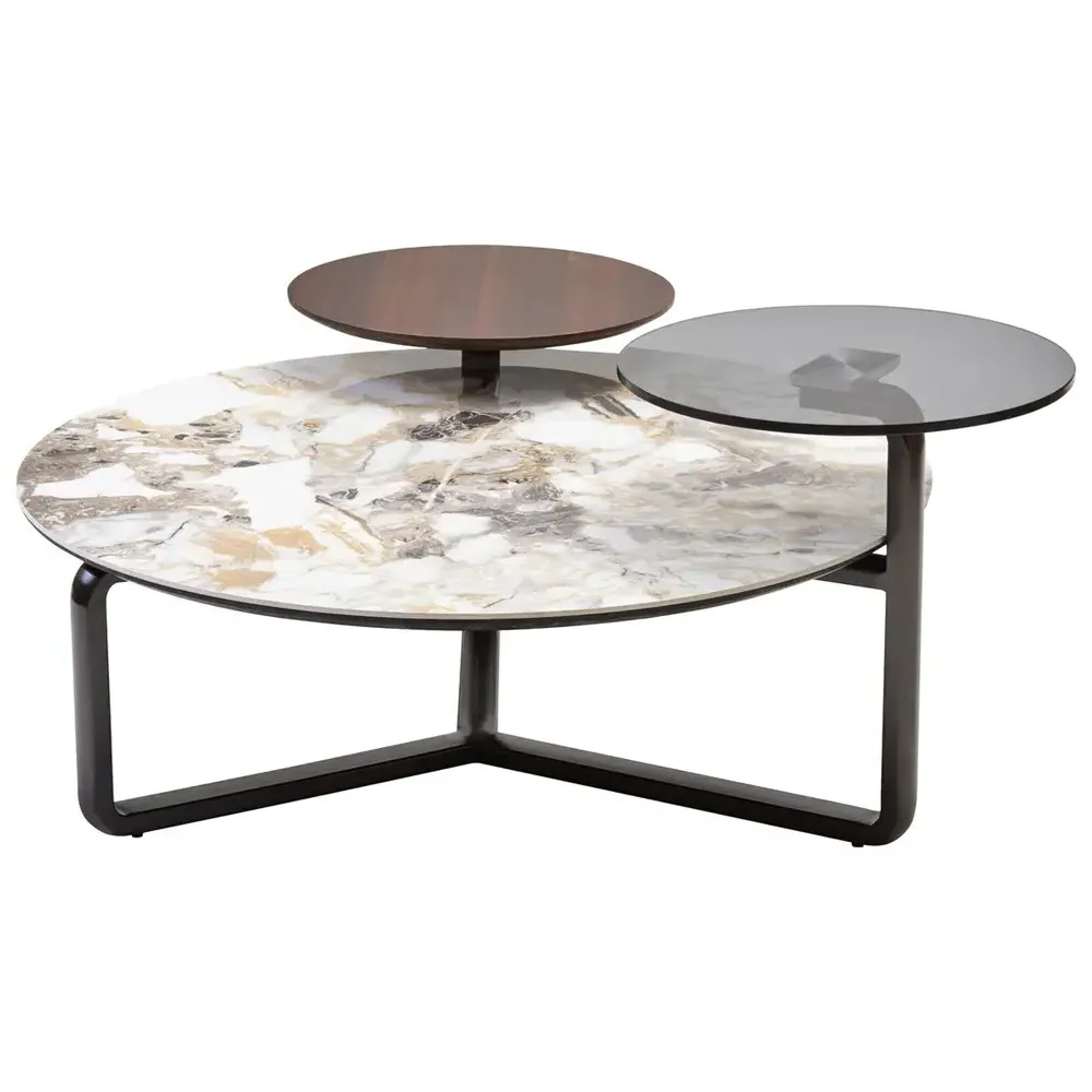 Ithaca Three-Tier Coffee Table - Grey, White, Ceramic product
