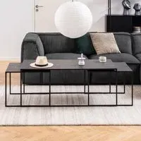 Ithaca Wooden Nesting Coffee Tables - Black, Marble Effect