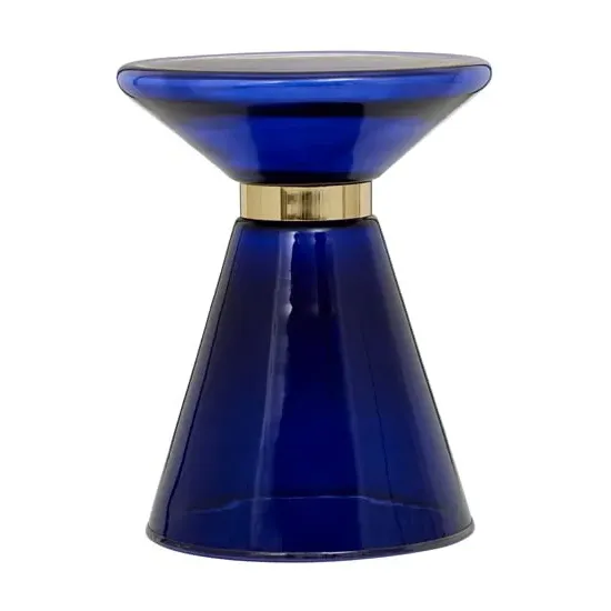 Itonda Square Glass Side Table - Blue, Gold