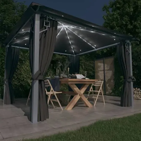 Ivan 3m x 3m Gazebo with LED Lights - Anthracite image