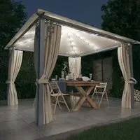 Ivan 3m x 3m Gazebo with LED Lights - Cream