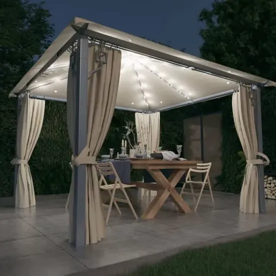 Ivan 3m x 3m Gazebo with LED Lights - Cream