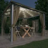 Ivan 3m x 3m Gazebo with LED Lights - Taupe