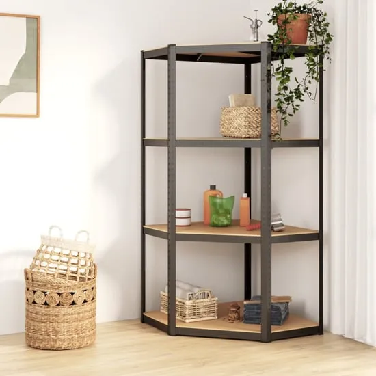 Ivins 4-Tier Corner Shelving Unit - Anthracite, Steel