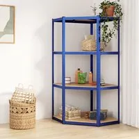 Ivins 4-Tier Corner Shelving Unit - Blue, Steel