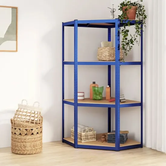 Ivins 4-Tier Corner Shelving Unit - Blue, Steel image