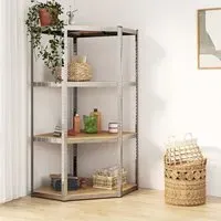 Ivins 4-Tier Corner Shelving Unit - Silver, Steel