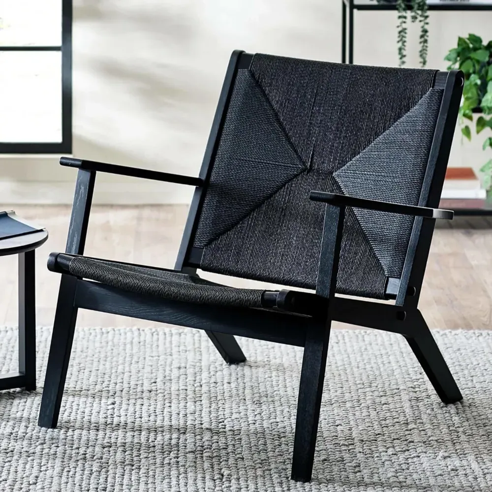 Ivins Rattan Chair - Black, Oak product