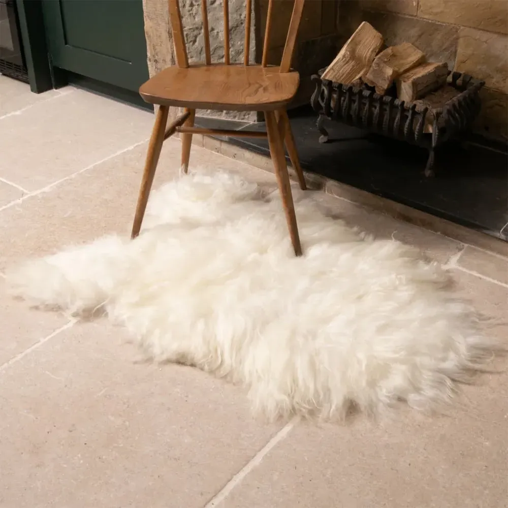 Ivins Sheepskin-Style Rug - Ivory White, Fabric product