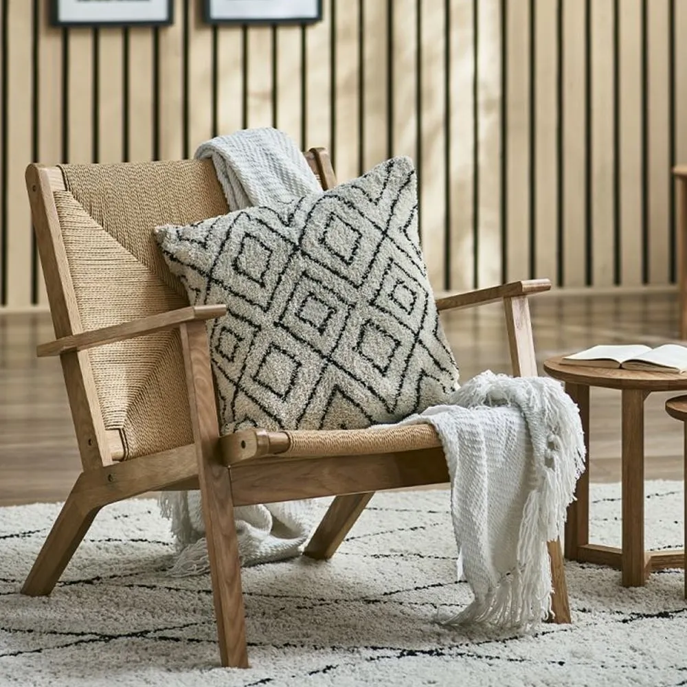 Ivins Woven Bedroom Chair with Wooden Frame - Oak image
