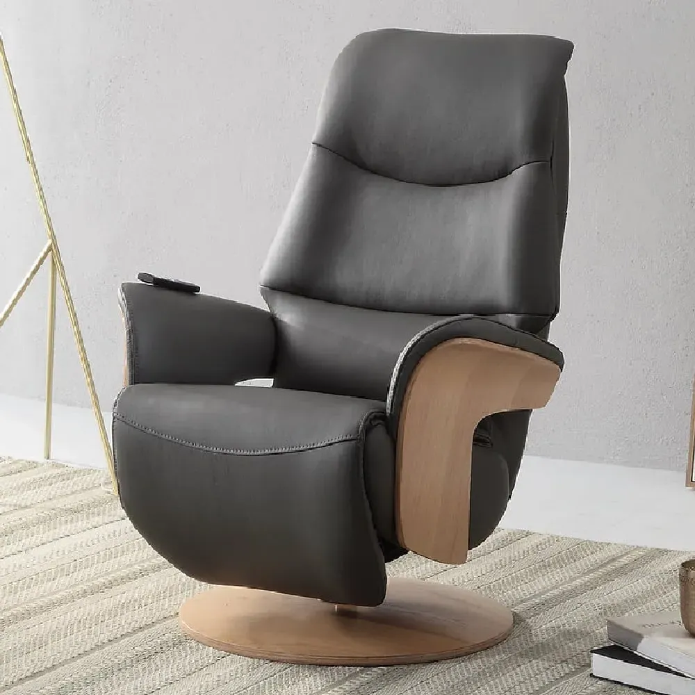 Ivoryton Electric Recliner Chair - Charcoal, Leather image
