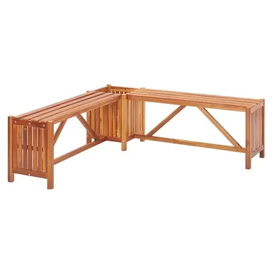 Ivy Corner Garden Bench with 2 Planters - Brown, Acacia