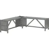 Ivy Corner Garden Bench with 2 Planters - Grey, Acacia