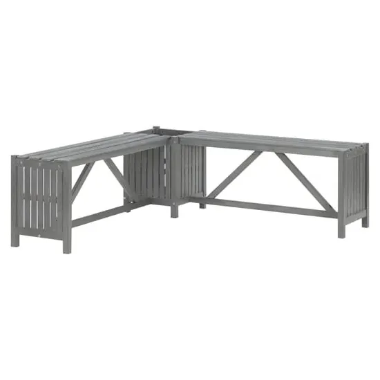 Ivy Corner Garden Bench with 2 Planters - Grey, Acacia
