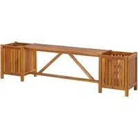 Ivy Garden Bench with 2 Planters - Brown, Acacia