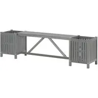 Ivy Garden Bench with 2 Planters - Grey, Acacia