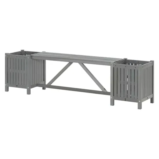 Ivy Garden Bench with 2 Planters - Grey, Acacia