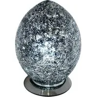 Izar Large Egg Lamp with Chrome Base - Black, Glass
