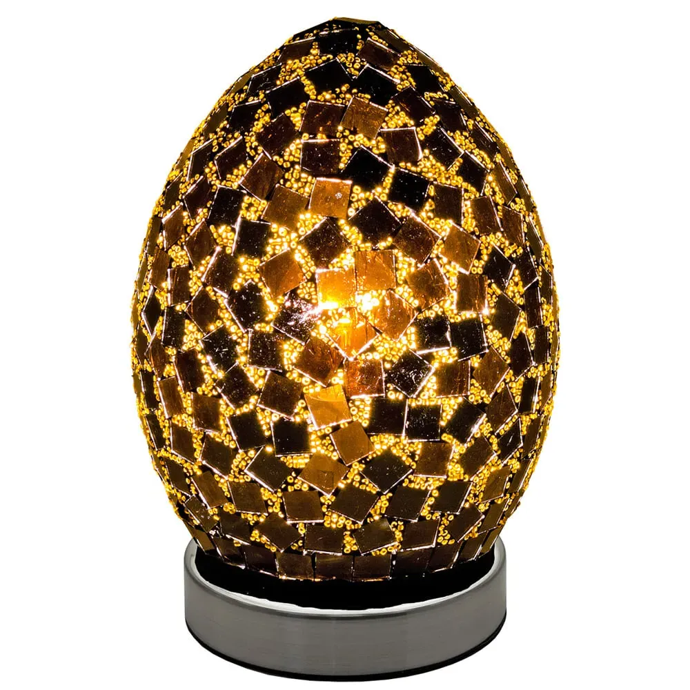 Izar Large Egg Lamp with Chrome Base - Black, Glass