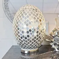 Izar Large Egg Lamp with Chrome Base - Mirrored, Glass