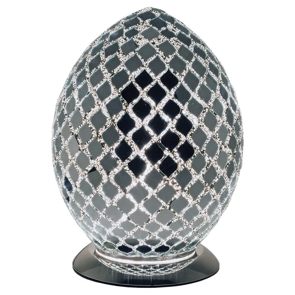 Izar Large Egg Lamp with Chrome Base - Mirrored, Glass