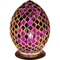 Izar Large Egg Lamp with Chrome Base - Purple, Glass