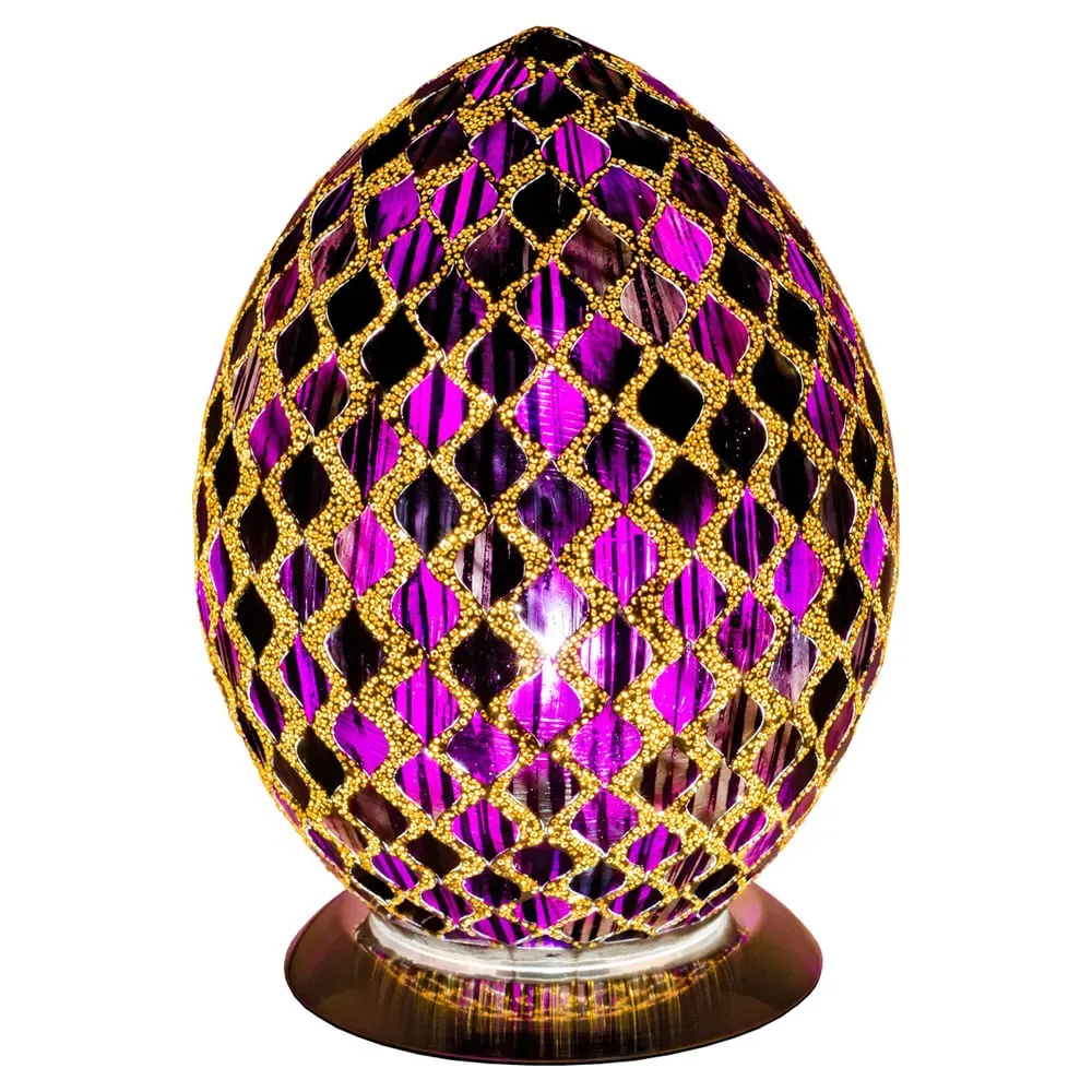 Izar Large Egg Lamp with Chrome Base - Purple, Glass