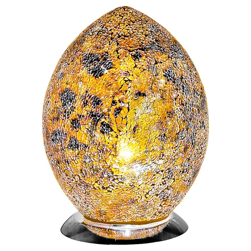 Izar Large Egg Lamp with Chrome Base - Yellow, Glass