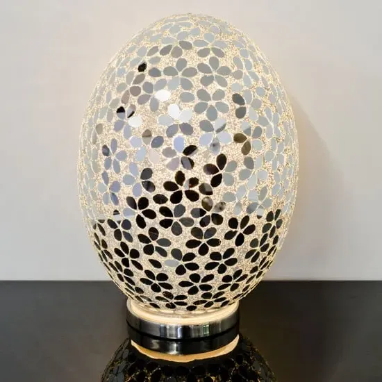 Izar Large Egg Table Lamp - Mirrored, Mosaic Glass