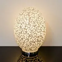 Izar Large Egg Table Lamp - White, Mosaic Glass