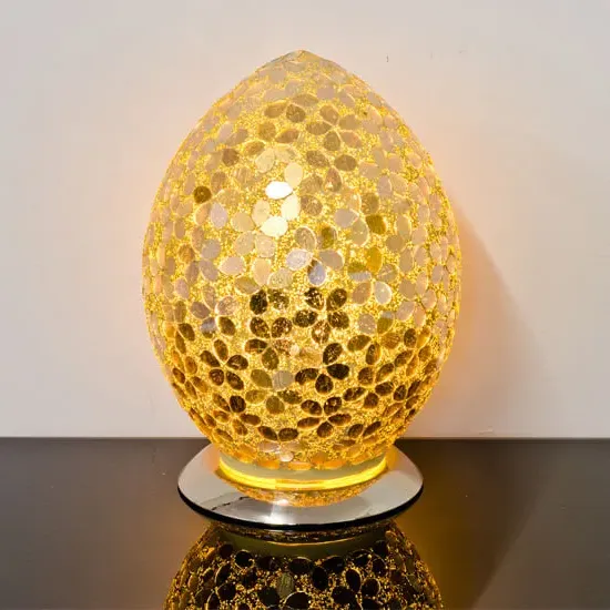 Izar Medium Egg Table Lamp - Gold, Mosaic Glass