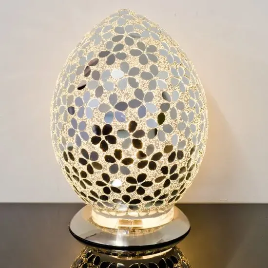 Izar Medium Egg Table Lamp - Mirrored, Mosaic Glass