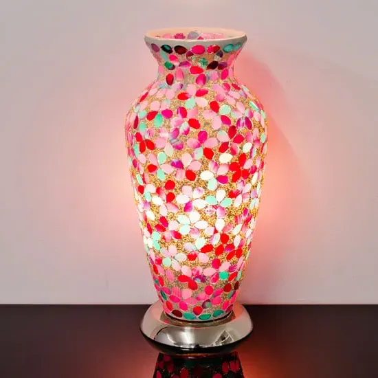 Izar Medium Egg Table Lamp - Pink, Mosaic Glass