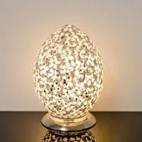 Izar Medium Egg Table Lamp - White, Mosaic Glass