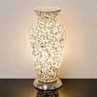 Izar Medium Egg Table Lamp - White, Mosaic Glass