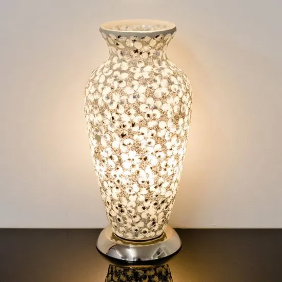 Izar Medium Egg Table Lamp - White, Mosaic Glass