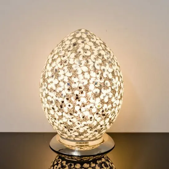 Izar Medium Egg Table Lamp - White, Mosaic Glass