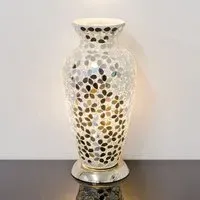 Izar Medium Mirrored Mosaic Glass Vase Table Lamp - Chrome