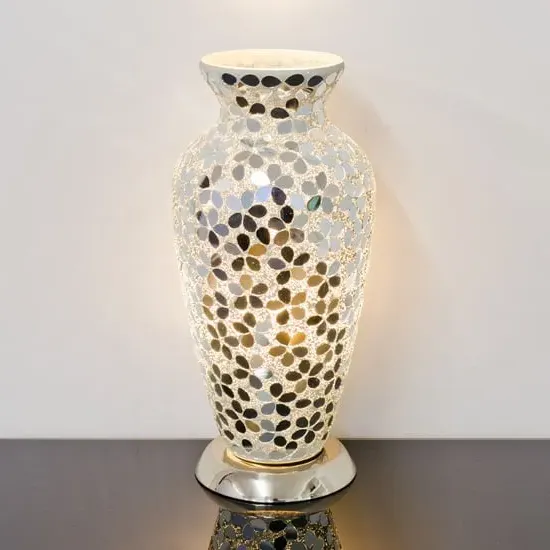 Izar Medium Mirrored Mosaic Glass Vase Table Lamp - Chrome