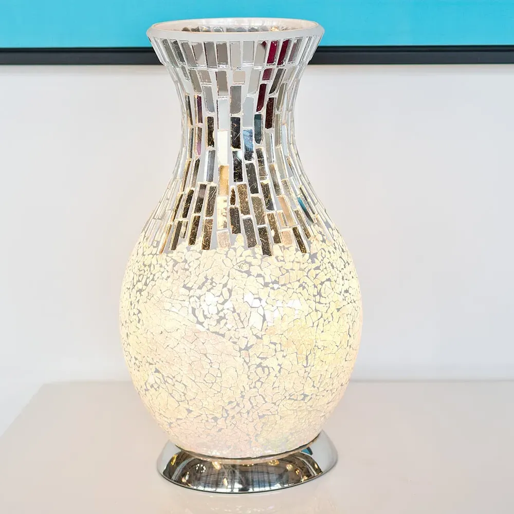 Izar Vase Lamp - White Pearl, Glass