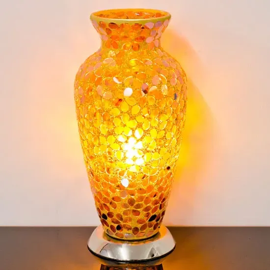 Izar Vase Table Lamp - Bronze, Mosaic Glass